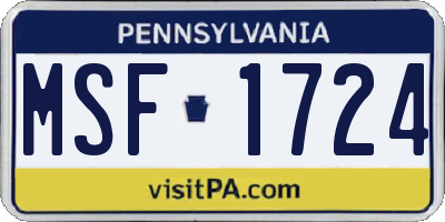 PA license plate MSF1724