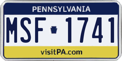 PA license plate MSF1741