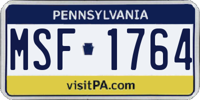 PA license plate MSF1764