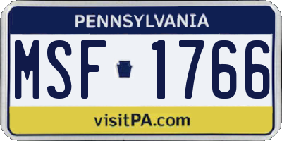 PA license plate MSF1766