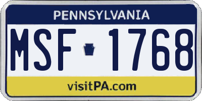 PA license plate MSF1768