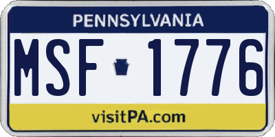 PA license plate MSF1776