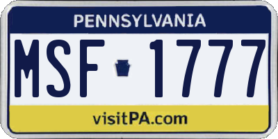 PA license plate MSF1777