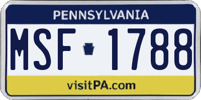 PA license plate MSF1788
