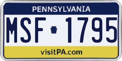 PA license plate MSF1795