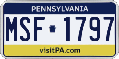 PA license plate MSF1797