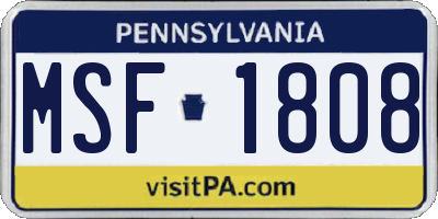PA license plate MSF1808
