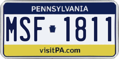 PA license plate MSF1811