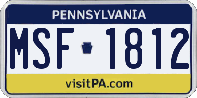 PA license plate MSF1812