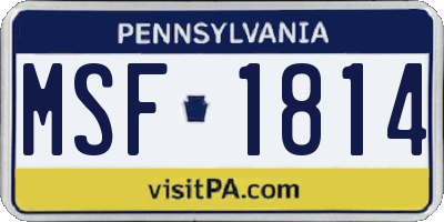 PA license plate MSF1814