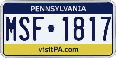 PA license plate MSF1817