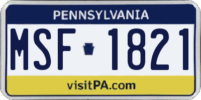 PA license plate MSF1821