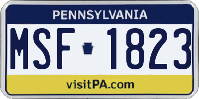 PA license plate MSF1823