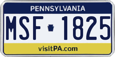 PA license plate MSF1825