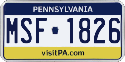PA license plate MSF1826