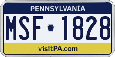 PA license plate MSF1828