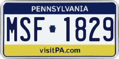 PA license plate MSF1829