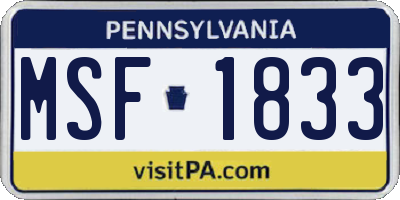 PA license plate MSF1833