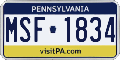 PA license plate MSF1834