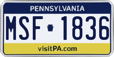PA license plate MSF1836