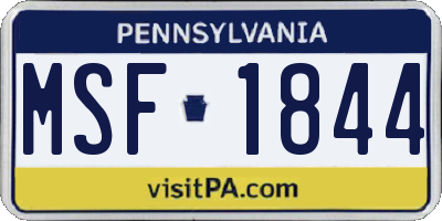 PA license plate MSF1844