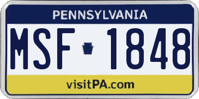 PA license plate MSF1848