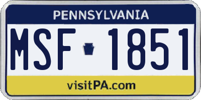 PA license plate MSF1851