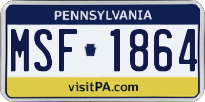 PA license plate MSF1864
