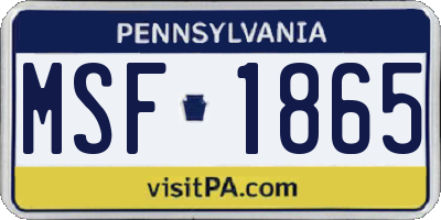PA license plate MSF1865