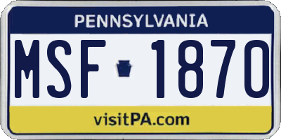 PA license plate MSF1870