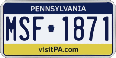 PA license plate MSF1871