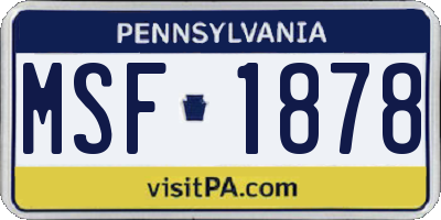 PA license plate MSF1878