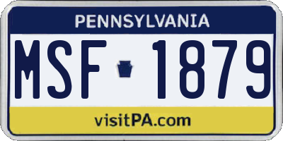 PA license plate MSF1879
