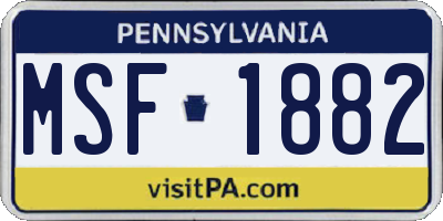 PA license plate MSF1882