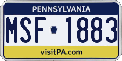 PA license plate MSF1883