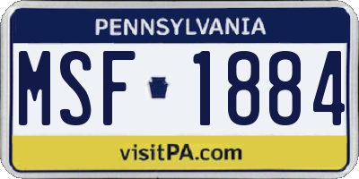 PA license plate MSF1884