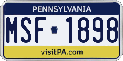 PA license plate MSF1898