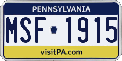 PA license plate MSF1915