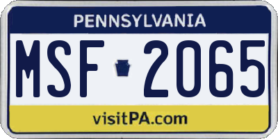 PA license plate MSF2065