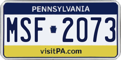 PA license plate MSF2073