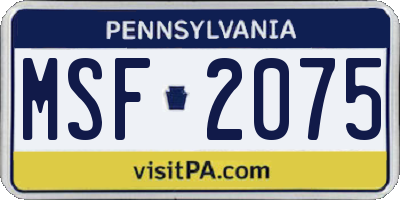 PA license plate MSF2075