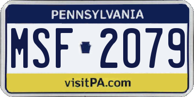 PA license plate MSF2079