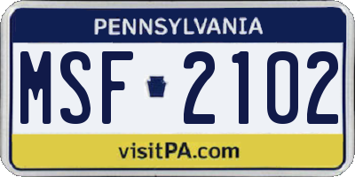 PA license plate MSF2102
