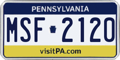 PA license plate MSF2120