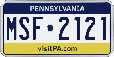 PA license plate MSF2121