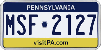 PA license plate MSF2127