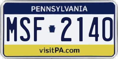PA license plate MSF2140