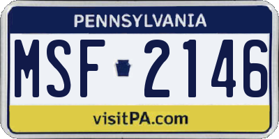 PA license plate MSF2146