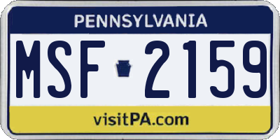 PA license plate MSF2159