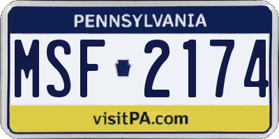 PA license plate MSF2174